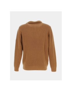 Pull texturé 1/4 zip classic marron homme - Benson & Cherry