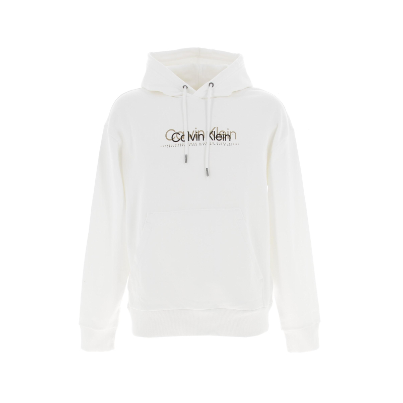 Sweat à capuche double flock logo blanc homme - Calvin Klein