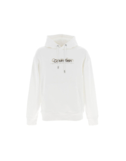 Sweat à capuche double flock logo blanc homme - Calvin Klein