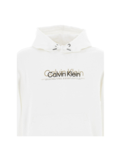 Sweat à capuche double flock logo blanc homme - Calvin Klein