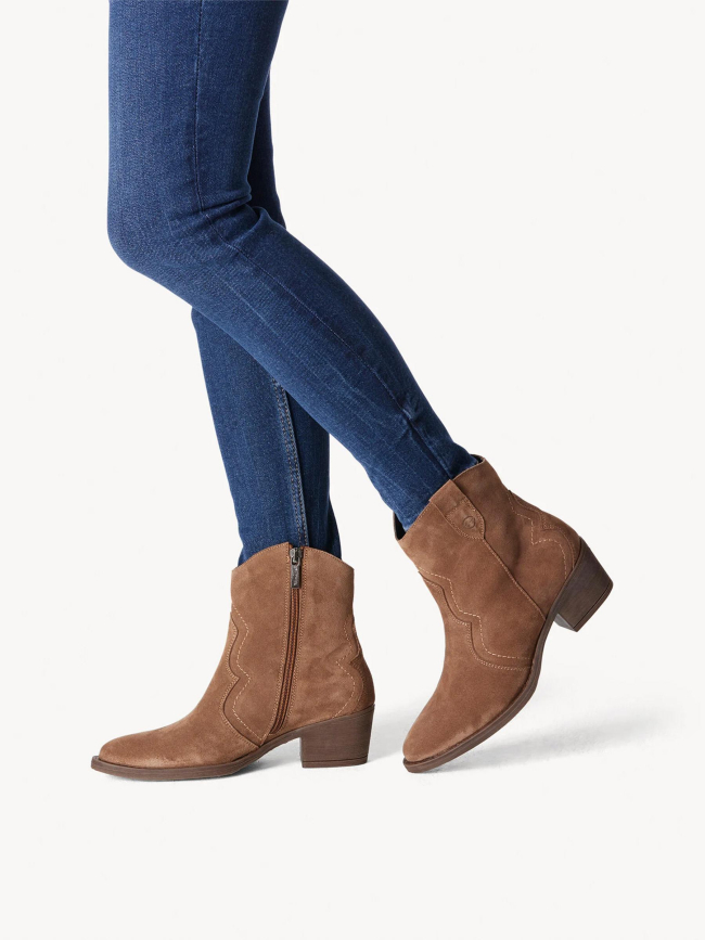 Bottines en cuir style vintage marron femme - Tamaris