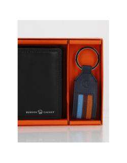 Coffret portefeuille porte-clef cuir noir homme - Benson & Cherry