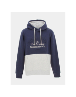 Sweat à capuche bicolore embossé gris bleu homme - Quiksilver