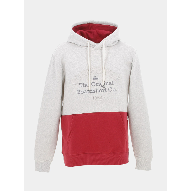 Sweat à capuche bicolore embossé gris rouge homme - Quiksilver