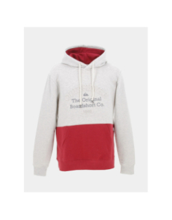 Sweat à capuche bicolore embossé gris rouge homme - Quiksilver