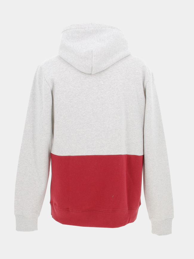 Sweat à capuche bicolore embossé gris rouge homme - Quiksilver