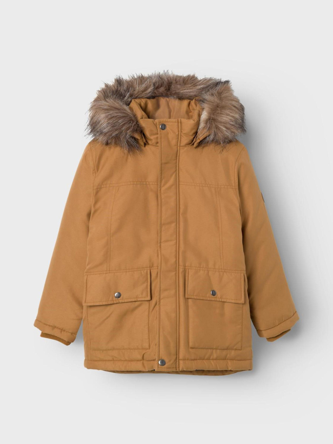 Parka marlin capuche amovible uni marron garçon - Name It