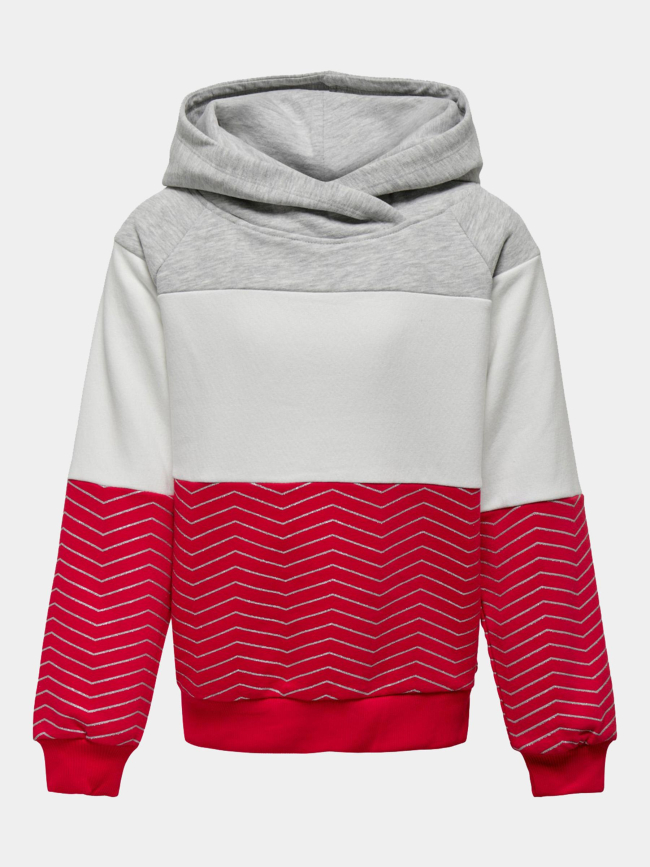 Sweat à capuche maddie block color rouge fille - Only