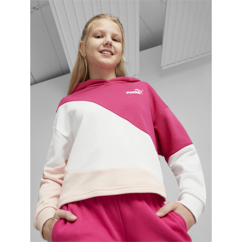 Sweat à capuche colorblock cat rose fille - Puma