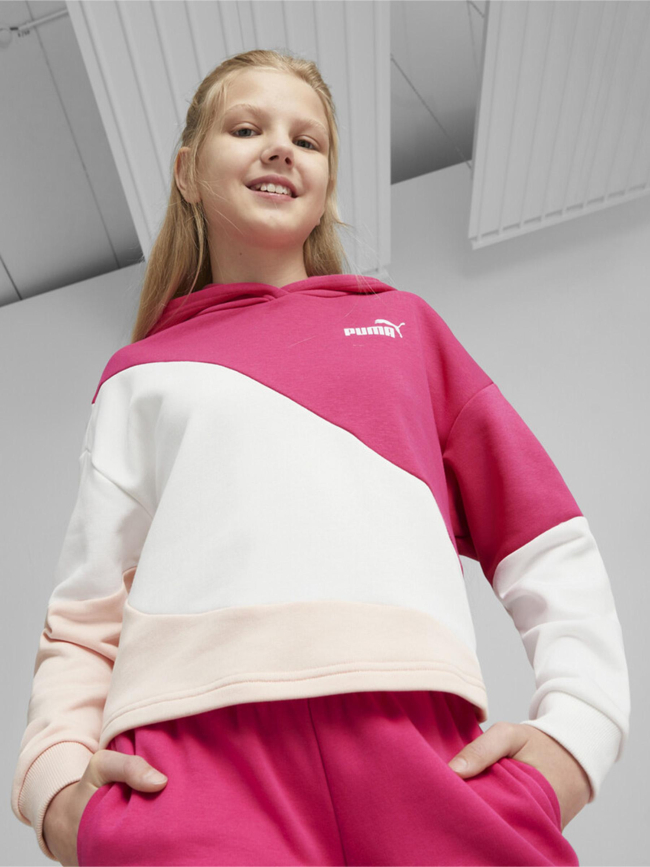 Sweat à capuche colorblock cat rose fille - Puma