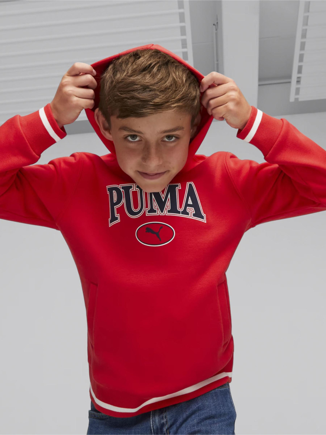 Sweat à capuche squad rouge garçon - Puma