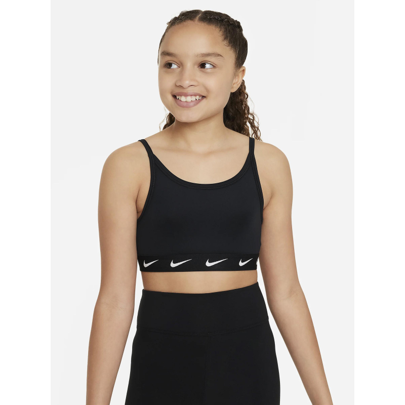 Brassière one multi-logos noir fille - Nike