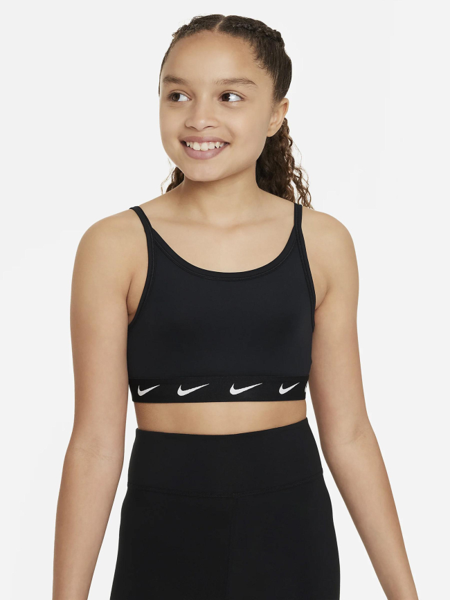 Brassière one multi-logos noir fille - Nike