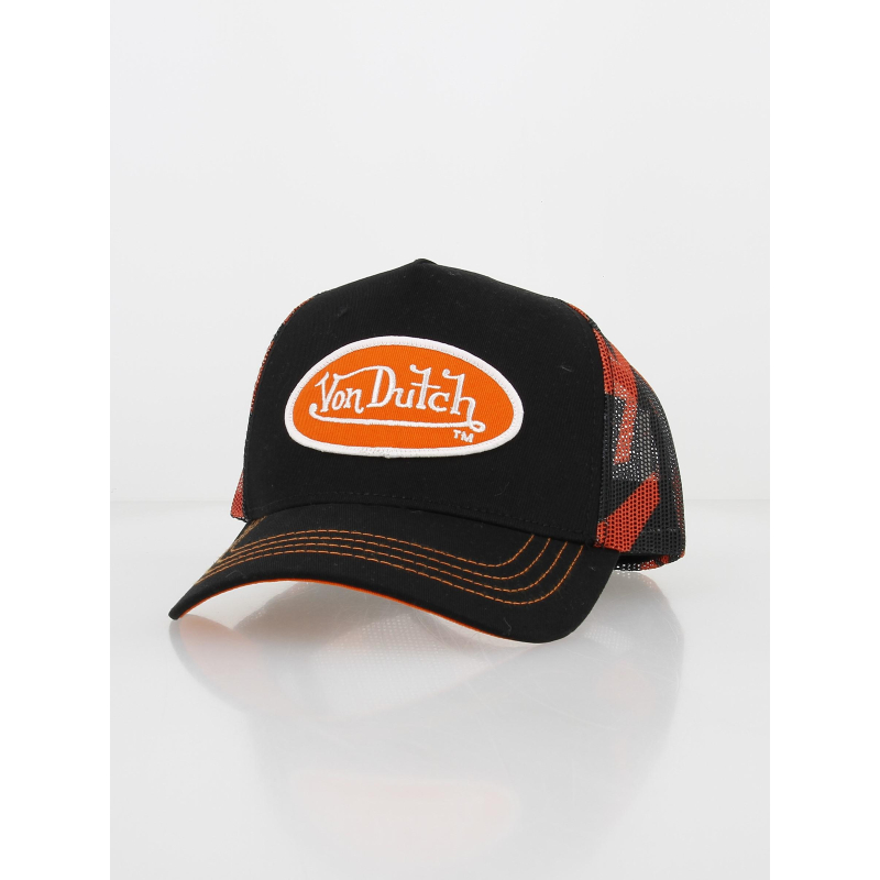 Casquette trucker filet imprimé orange/noir homme - Von Dutch