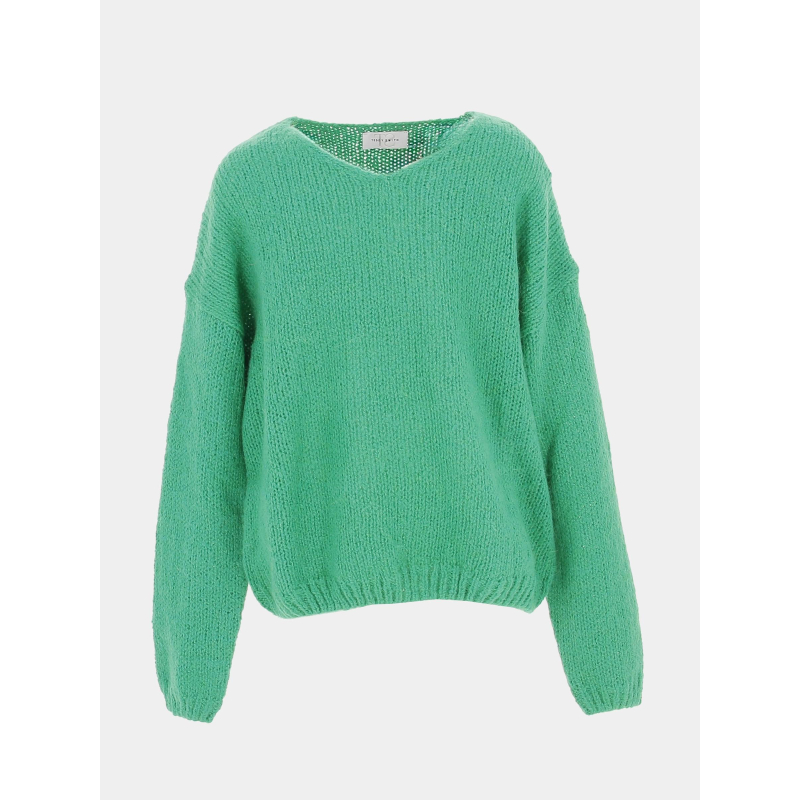 Pull en mohair col v molly vert fille - Teddy Smith