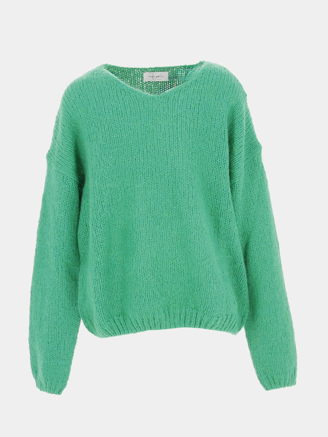 Pull en mohair col v molly vert fille - Teddy Smith