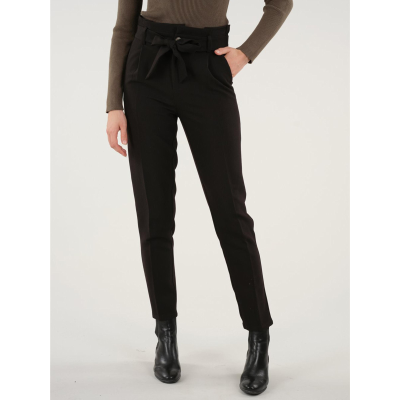 Pantalon taille haute roseline noir femme - Deeluxe