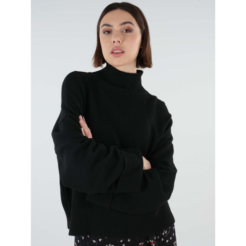 Pull col montant flavine noir femme - Deeluxe