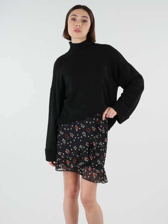 Pull col montant flavine noir femme - Deeluxe