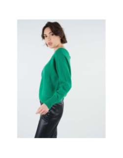 Pull double col v berilde vert femme - Deeluxe