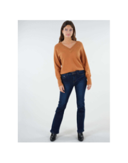 Pull double col v berilde camel femme - Deeluxe