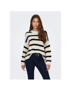 Pull rayé justy blanc noir femme - Jacqueline De Yong