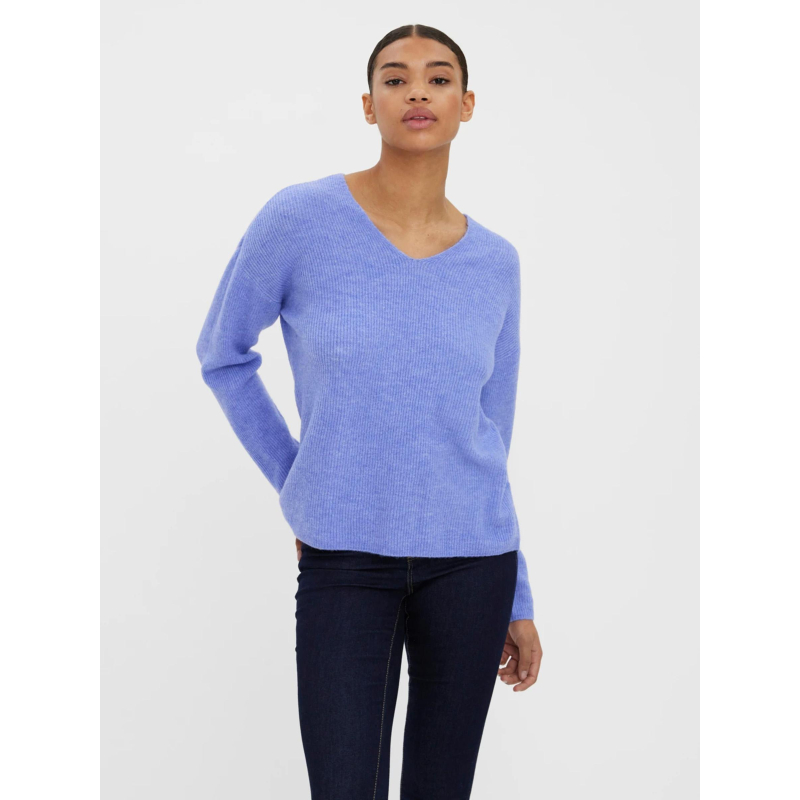 Pull crewlefile blouse uni bleu femme - Vero Moda