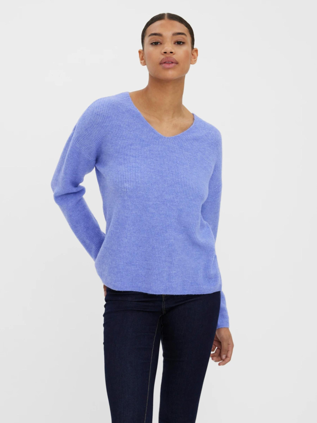 Pull crewlefile blouse uni bleu femme - Vero Moda