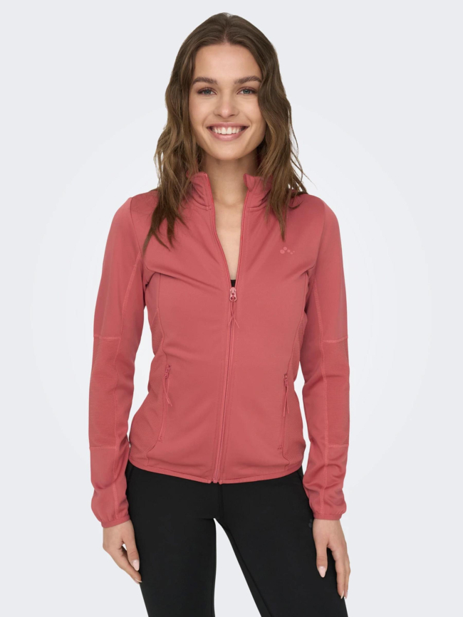 Sweat de running zippé jetta fleece rouge femme - Only