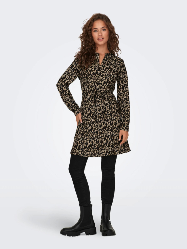 Robe tunique cory motif animalier marron/noir femme - Only