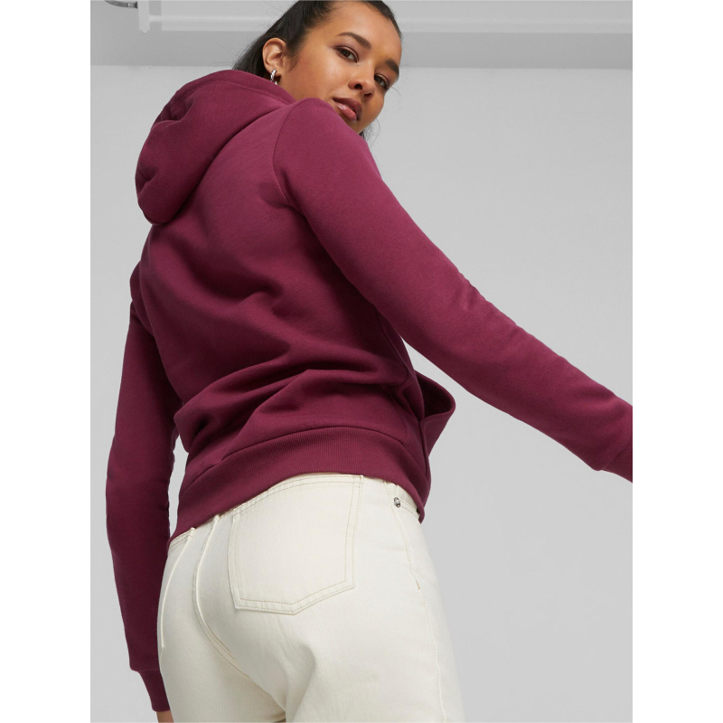 Sweat a capuche essential logo bordeaux femme Puma