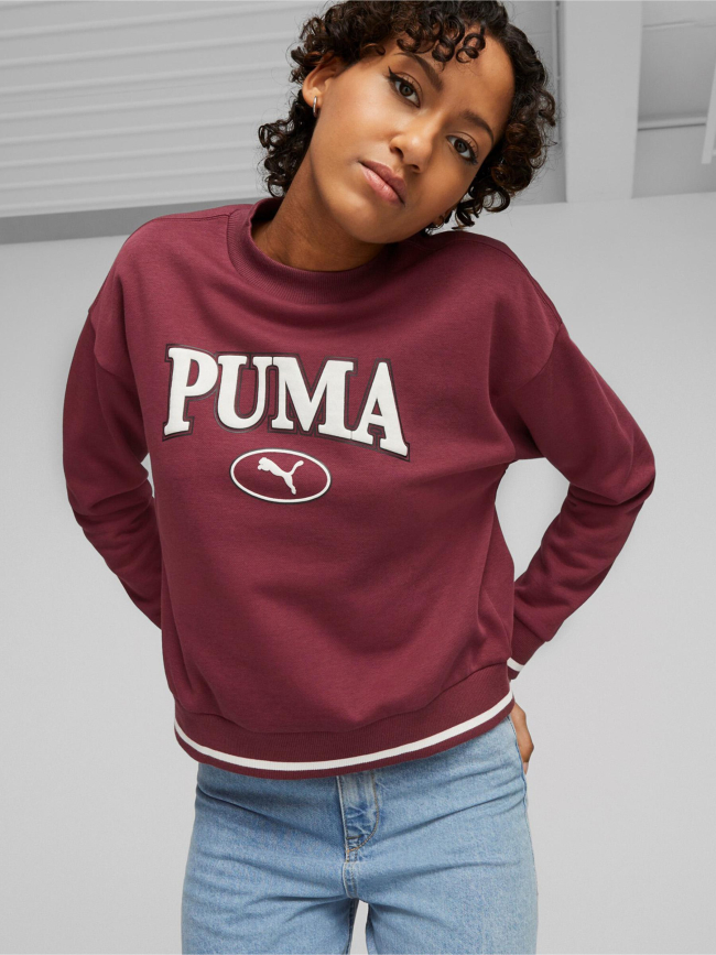 Sweat squad crew fl bordeaux femme - Puma