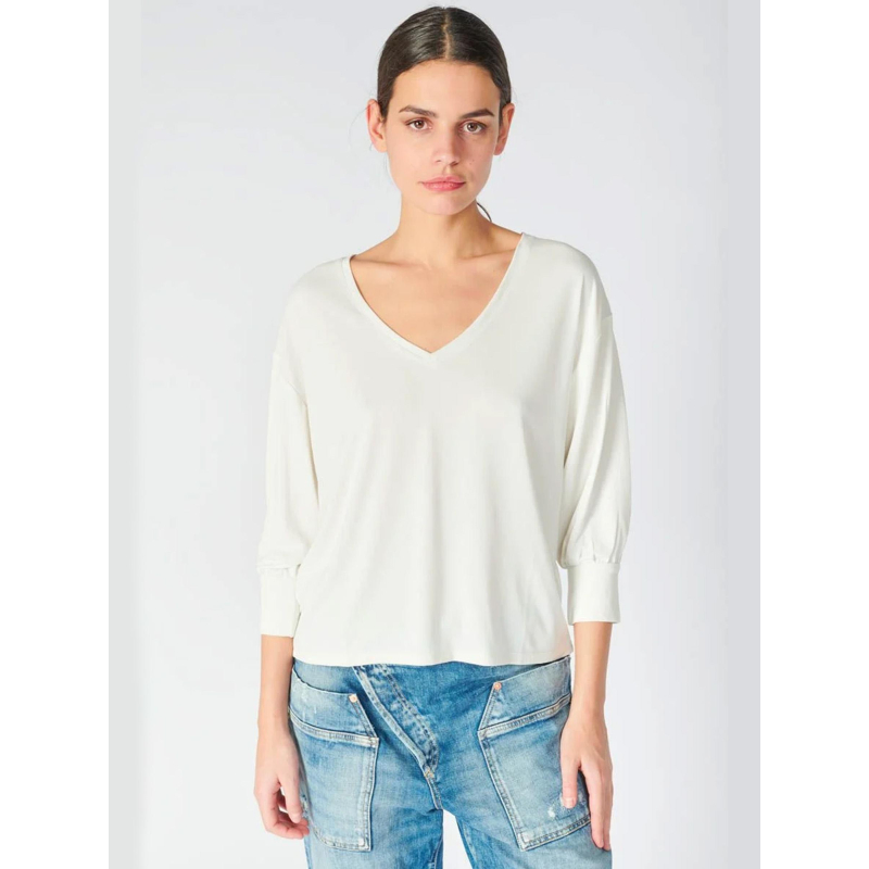T-shirt manches 3/4 jessie blanc femme - Le Temps Des Cerises