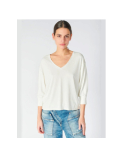 T-shirt manches 3/4 jessie blanc femme - Le Temps Des Cerises