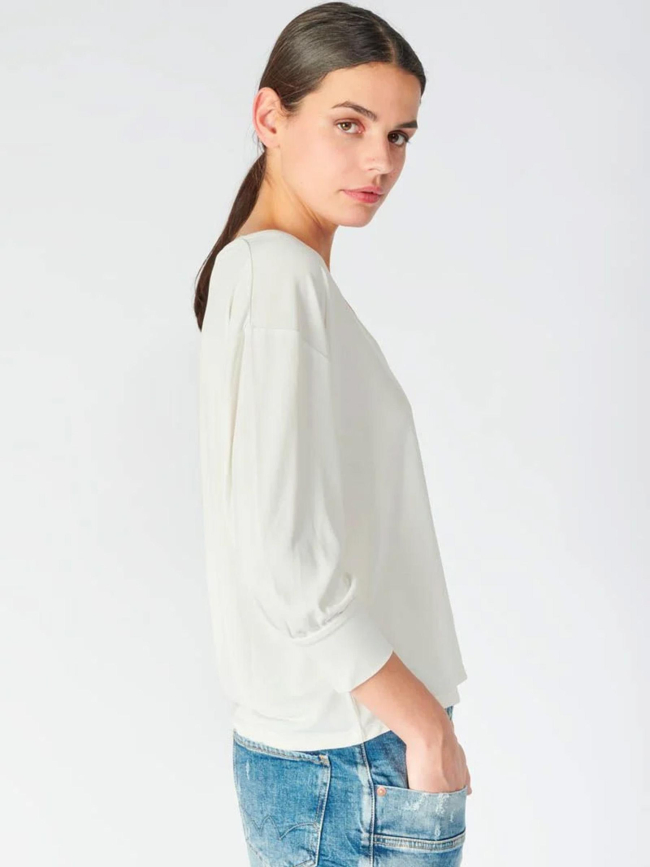 T-shirt manches 3/4 jessie blanc femme - Le Temps Des Cerises