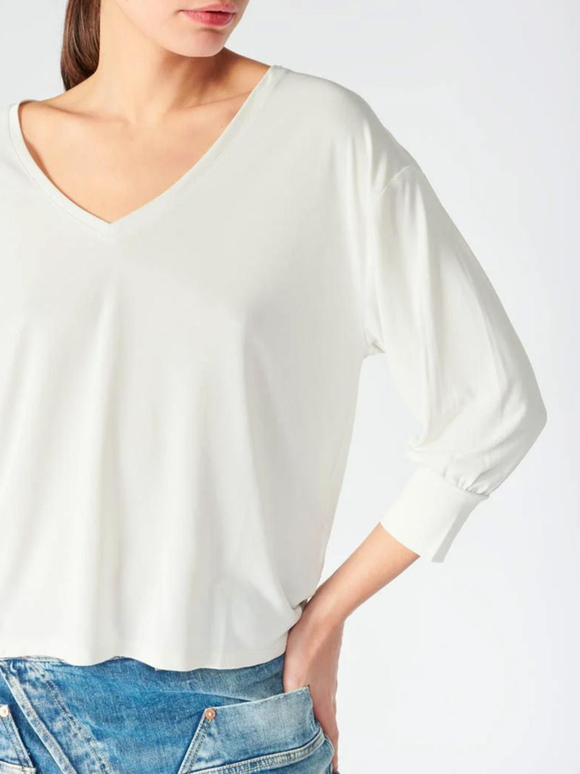 T-shirt manches 3/4 jessie blanc femme - Le Temps Des Cerises