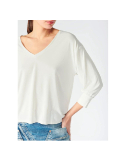 T-shirt manches 3/4 jessie blanc femme - Le Temps Des Cerises