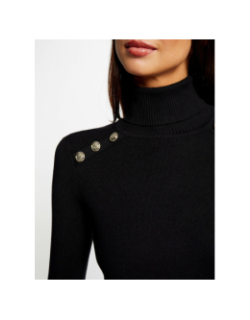 Robe pull ajustée col roulé uni noir femme - Morgan