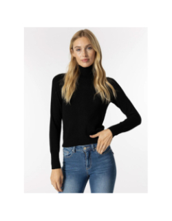 Pull col roulé fin uni agate 4 noir femme - Tiffosi