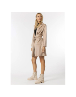 Manteau suedine ceinture engine beige femme - Tiffosi