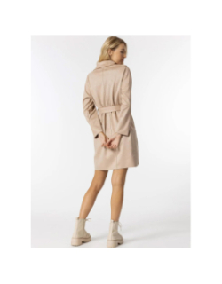 Manteau suedine ceinture engine beige femme - Tiffosi