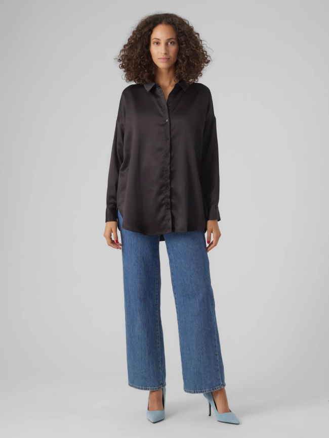 Chemise merle oversize uni noir femme - Vero Moda