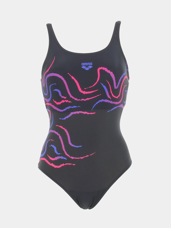 Maillot de bain 1 pièce natation rose noir femme - Arena