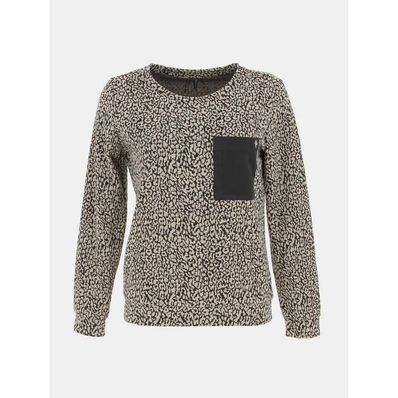 Sweat à poche motif beige/noir femme - Sunvalley