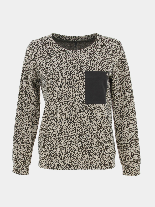 Sweat à poche motif beige/noir femme - Sunvalley