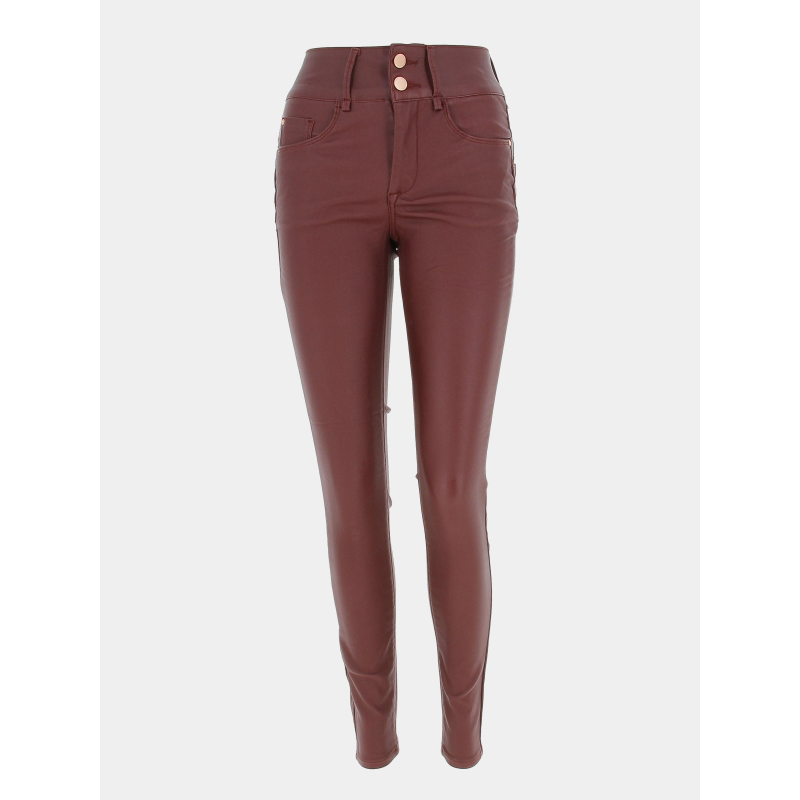 Pantalon enduit skinny double up 346 bordeau femme - Tiffosi