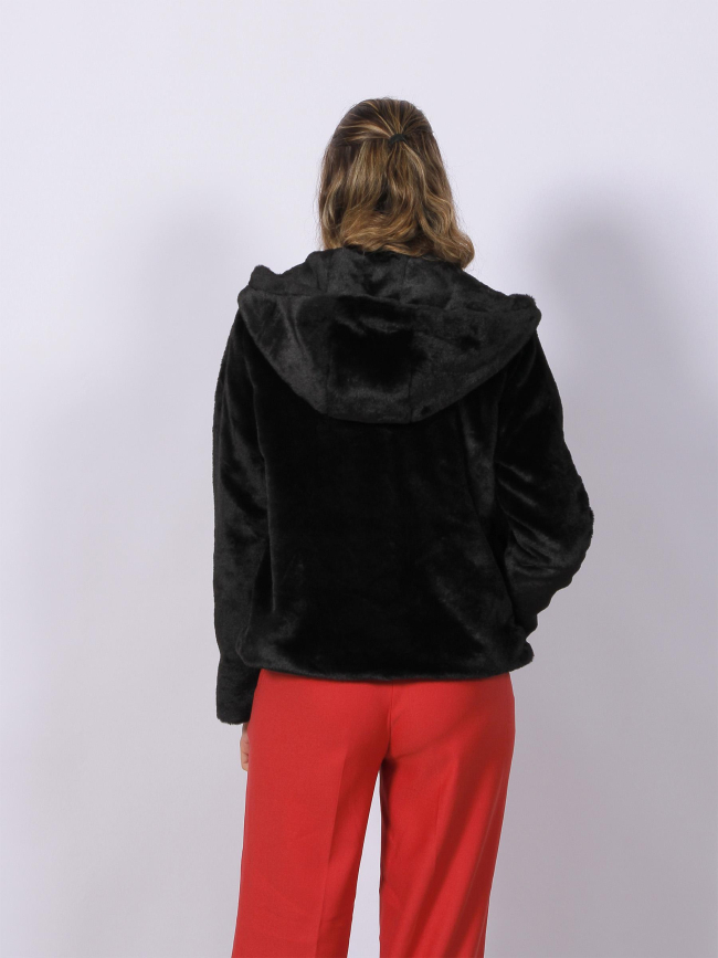 Blouson classic à fourrure noir femme - Tiffosi