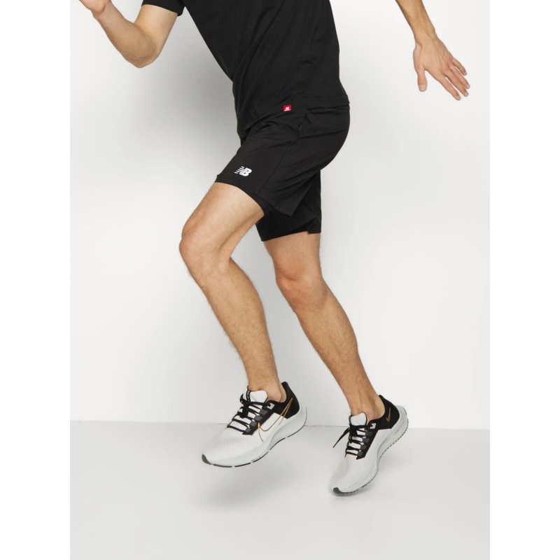 Short de running core run 2 en 1 noir homme - New Balance