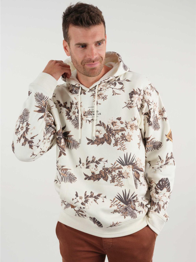 Sweat à capuche motif floral crush naturel homme - Deeluxe