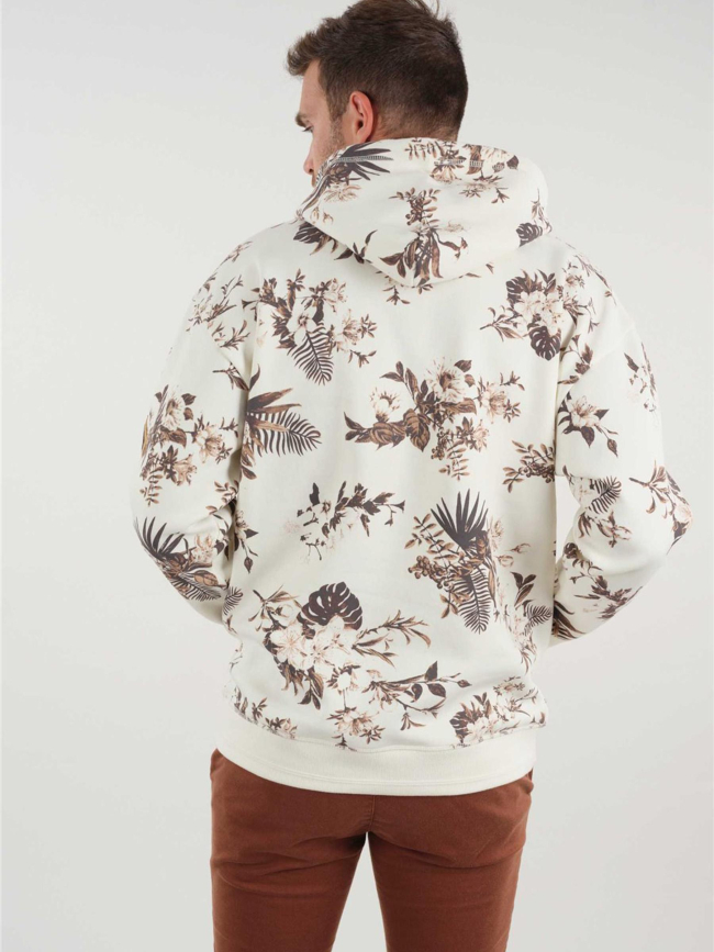 Sweat à capuche motif floral crush naturel homme - Deeluxe